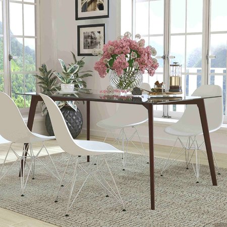 Flash Furniture Rectangle Walnut Table, Glass Top, 35.25"X59", 35.25" W, 59" L, 29.25" H, Glass Top, Clear SK-TC-5049-W-GG